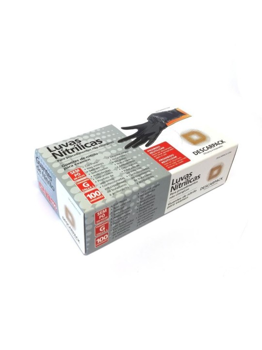 Luva Nitrilica G S/Po Preta Uso Geral Descarpack - Caixa C/100