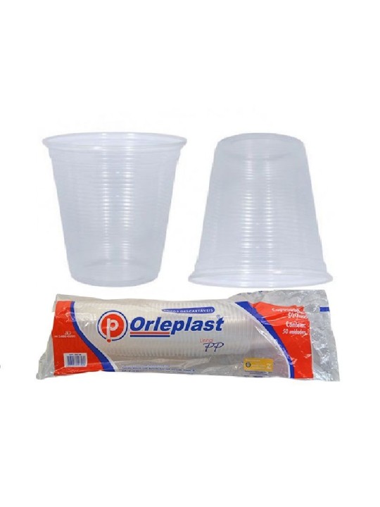 Copo Plastico Transparente 500Ml Pp Orleplast - Pacote C/50 Un
