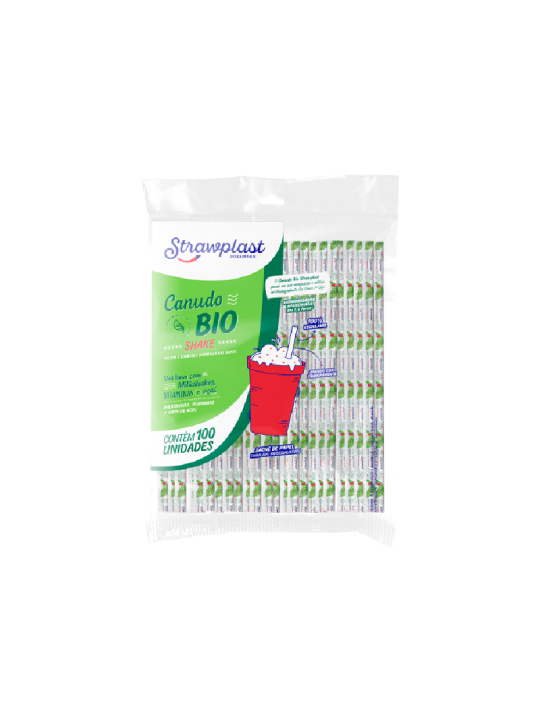 Canudo Bio Shake Sache Papel 8Mm Pp C/100 Un Strawplast - Pacote C/100 Un