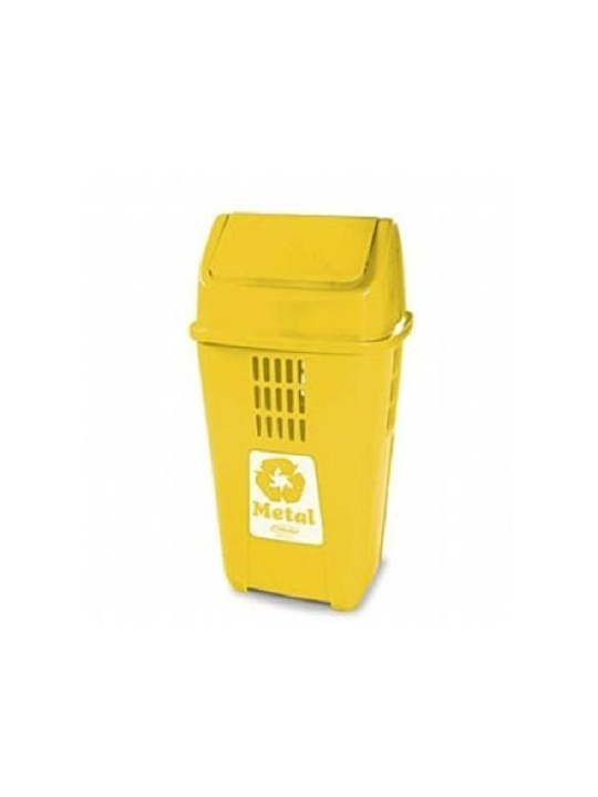 Lixeira Seletiva 50Lt Metal Amarelo Ref.757Am Plasvale - Unidade