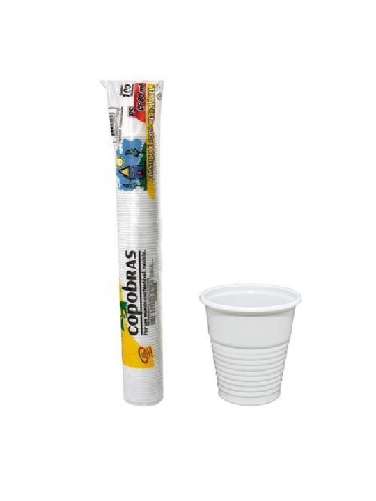 Copo Plastico Branco 80Ml Pp Copobras - Pacote C/100 Un