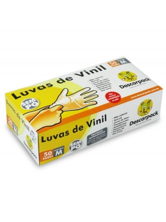 Luva Vinil M S/Po Uso Geral Descarpack - Caixa C/100