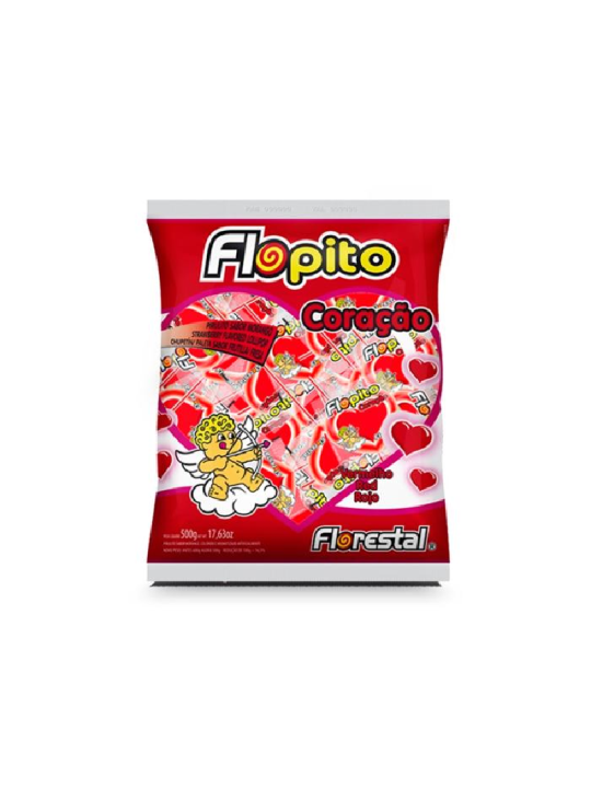 Pirulito Flopito Coração Morango 500Gr