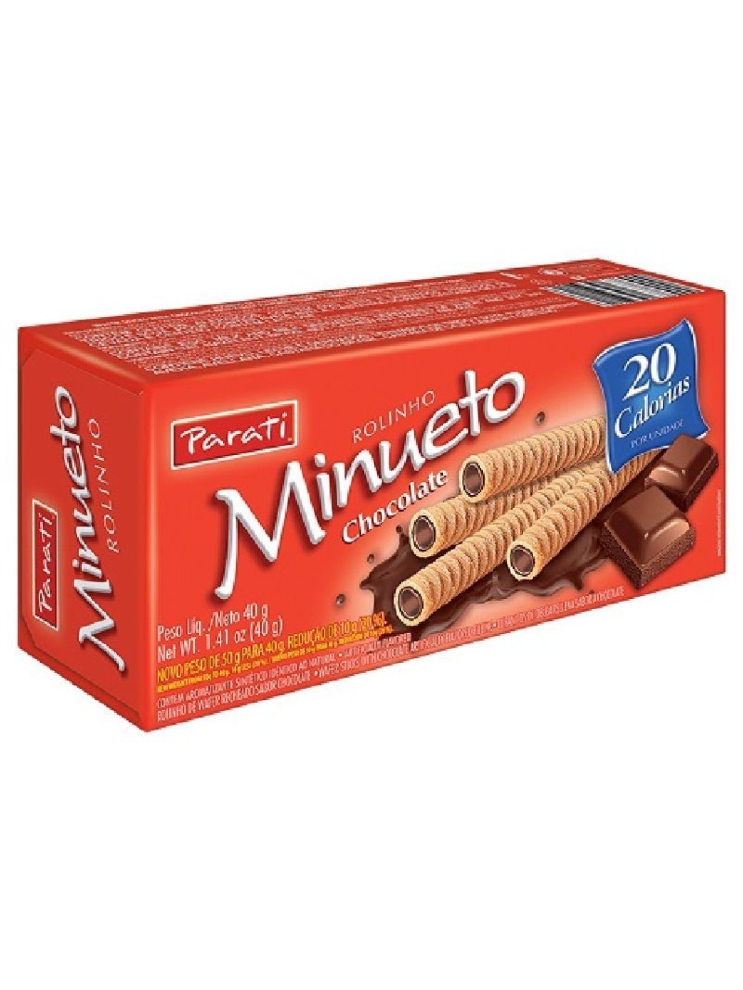 Wafer Rolinhos Minueto Chocolate 40Gr Minueto - Caixa