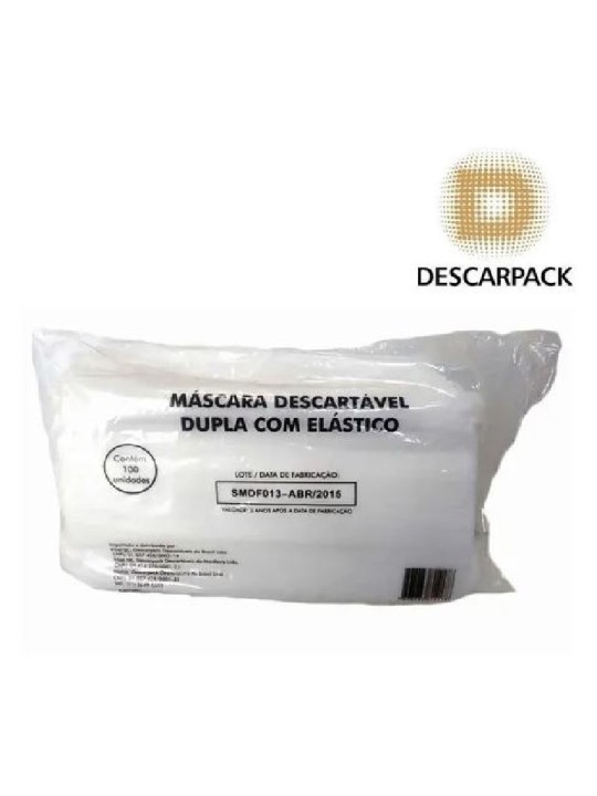 Mascara Descart. Pp Tnt Branca Dupla C/Elastico - Pacote C/100 Un