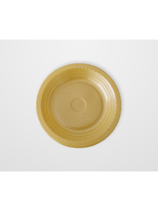 Prato Plast Dourado 15 Cm Salgados-Bolo Forfest - Pacote C/10 Un
