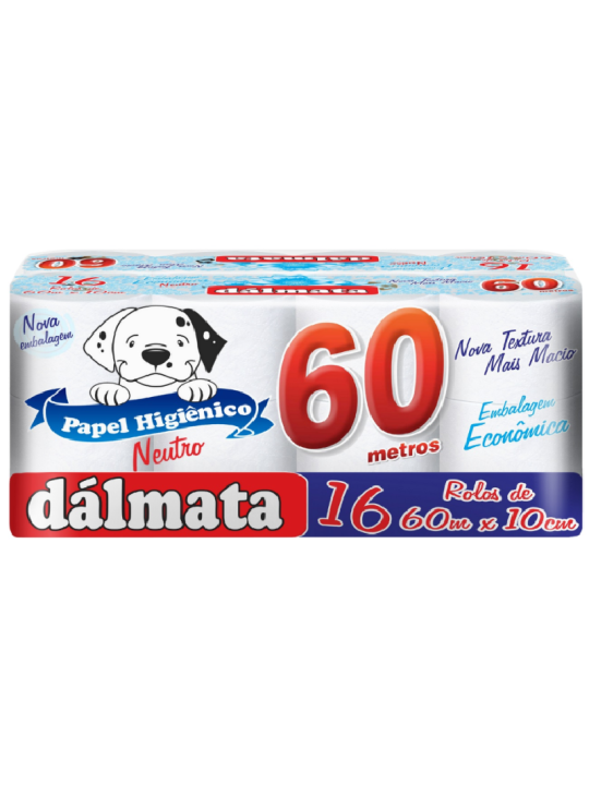 Papel Higienico Economico Dalmata Br Luxo 16X60M - Pacote C/16 Rolos