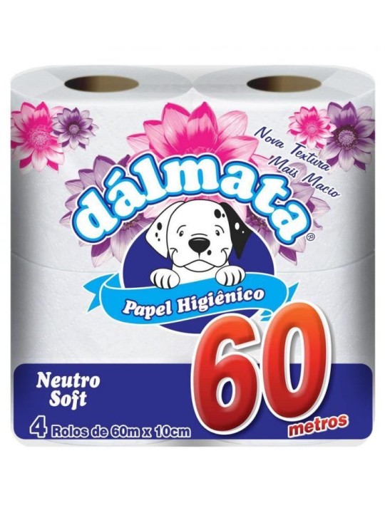 Papel Higienico Branco Luxo 16X4X60 60M Dalmata - Pacote