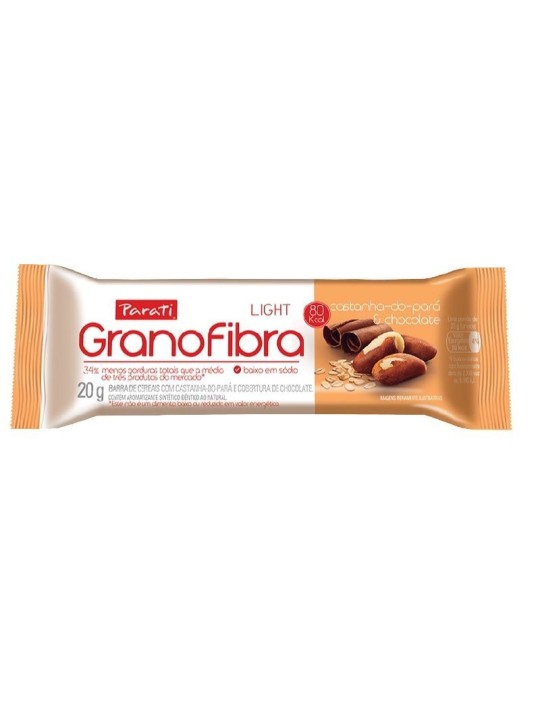 Barra Cereal Granofibra Light Castanhadopara/Chocolate 24X20Gr Granofibra - Display C/24