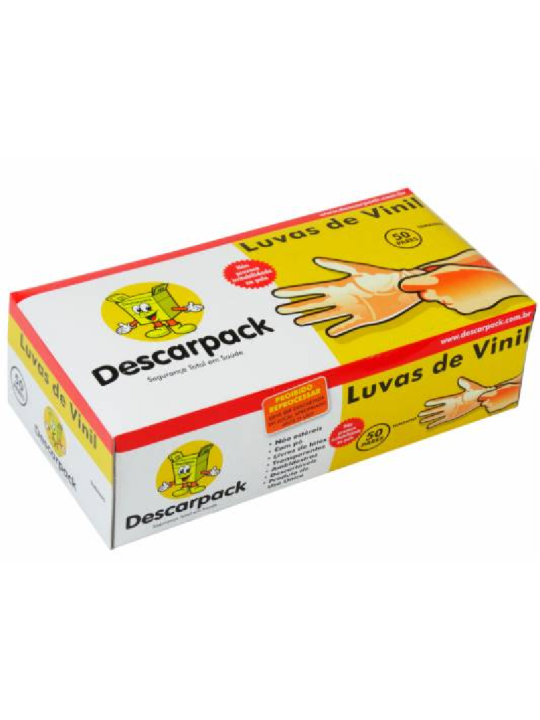 Luva Vinil P C/Po Uso Geral Descarpack - Caixa C/100