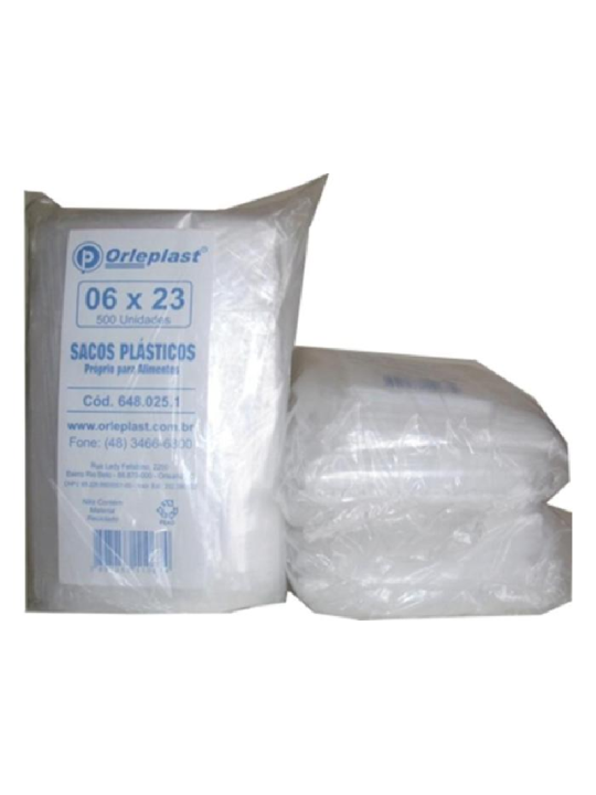 Saco Plastico Transparente Talher 6X23 C/500 Orleplast - Unidade