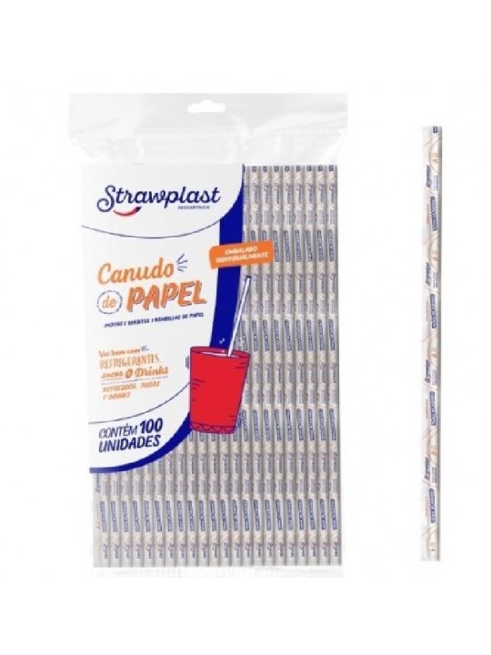 Canudo Papel Sache Papel 6Mm C/100 Un Strawplast - Pacote C/100 Un