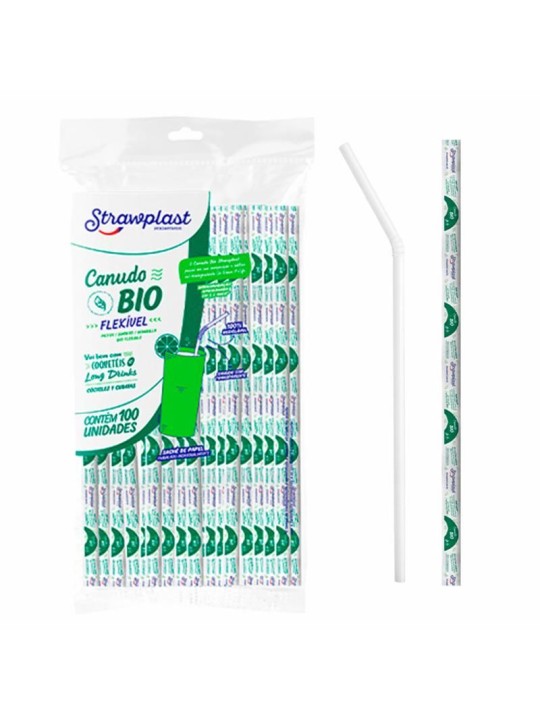 Canudo Bio Flex Sache Papel 6Mm Pp C/100 Un Strawplast - Pacote C/100 Un