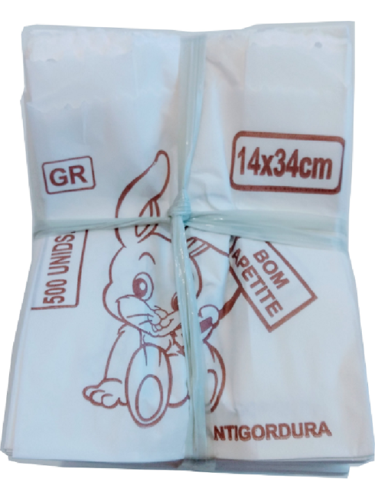 Saco Cristal Anti-Gordura 14X34 P/Lanche Incor - Pacote C/500 Un