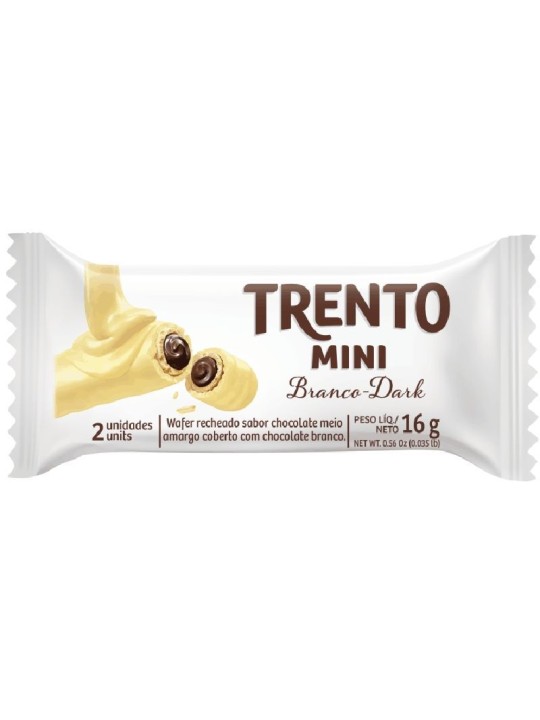 Trento Wafer Mini Chocolate Branco Dark 16X16Gr 256Gr Peccin - Display C/16