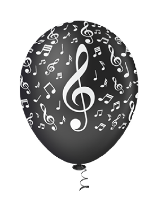 Balao Decoracao Notas Musicais 10 Preto/Branco Riberball - Pacote C/25 Un