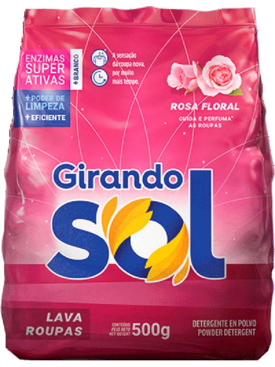 Lava Roupa Po Rosa Floral Sache Rosa 400Gr Girando Sol - Unidade