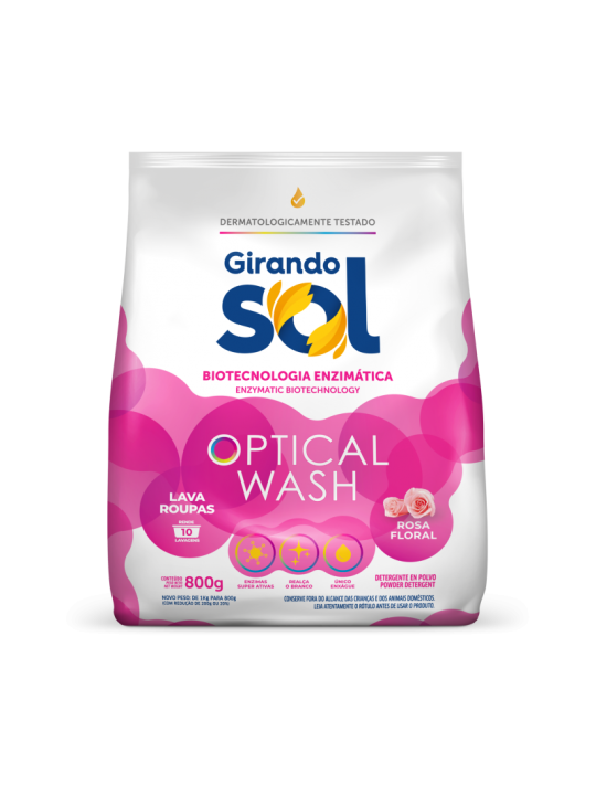 Lava Roupas Po Rosa Floral Sache Rosa 800Gr Girando Sol - Unidade