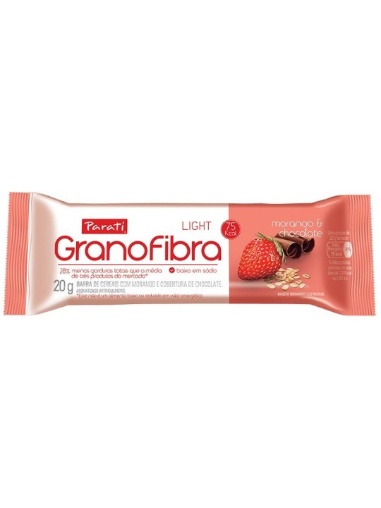 Barra Cereal Granofibra Light Morango/Chocolate 20Gr Granofibra - Unidade
