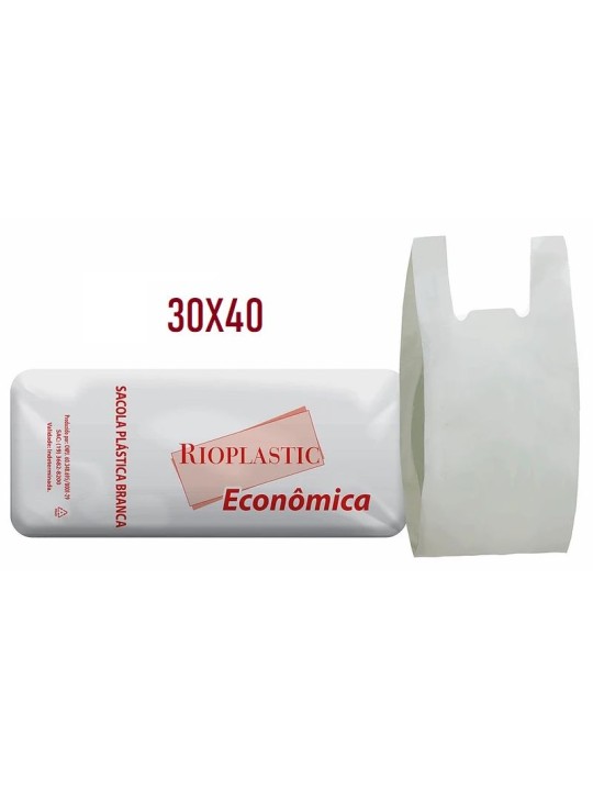 Sacola Plastica Branca Pacote 30X40 Economica