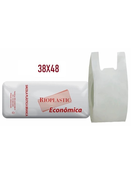 Sacola Plastica Branca Pacote 38X48 Economica Rioplastic - Milheiro