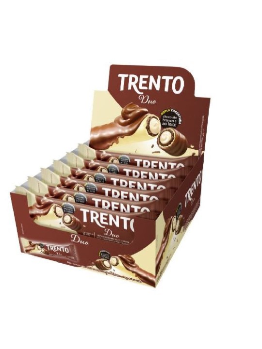 Trento Wafer Rolinhos Duo Choc Branco/Ao Leite 16X32Gr - Display C/16 Un