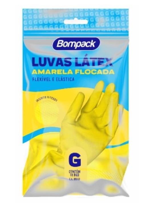 Luva Limpeza Latex Amarela G Par