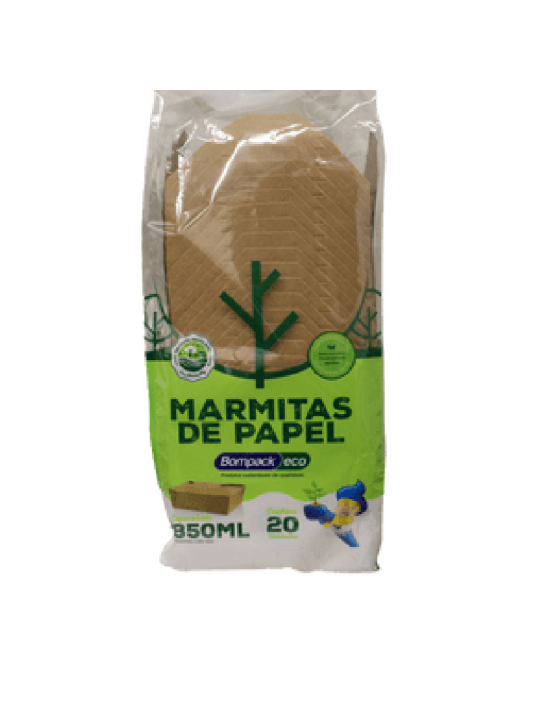 Marmitex De Papel Eco 850Ml C/20 Un - Pacote C/20 Un