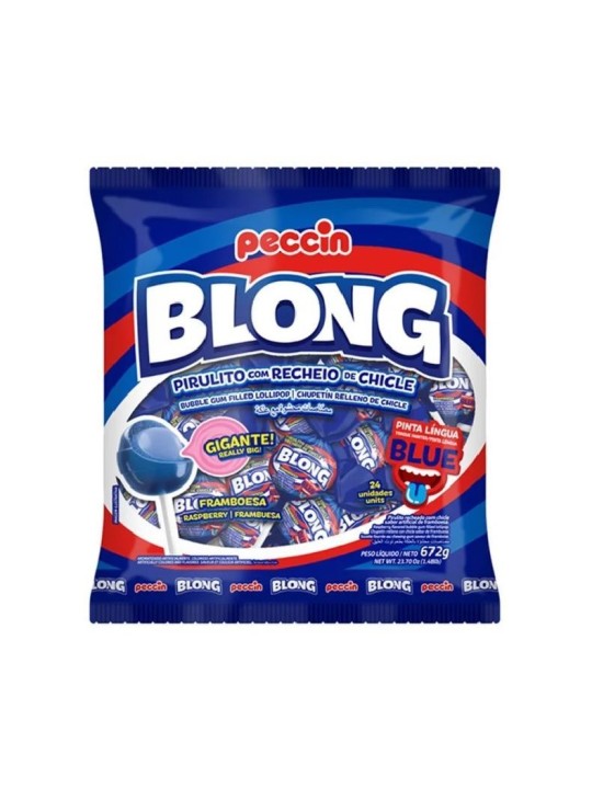 Pirulito Blong Blue C/24Un 672Gr Peccin - Pacote