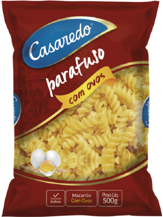 Macarrão C/Ovos Parafuso 500Gr Pacote - Casaredo