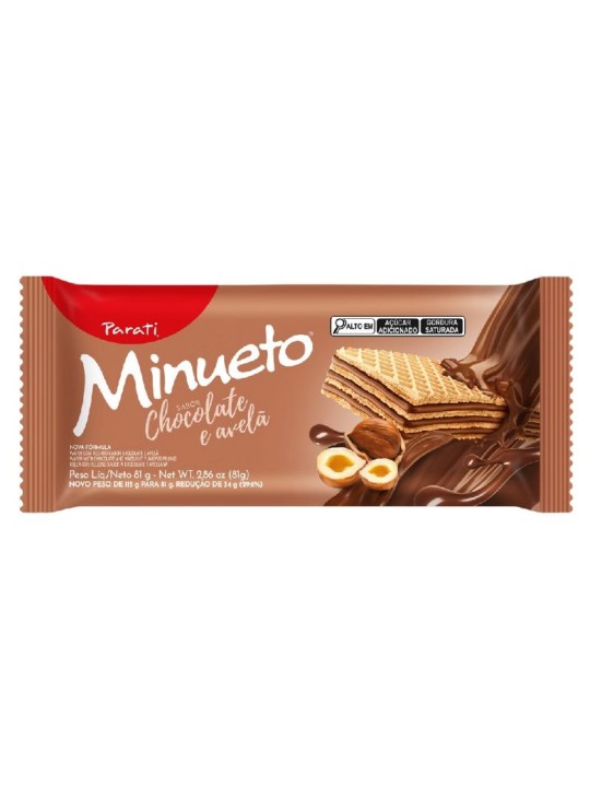 Biscoito Wafer Minueto Chocolate Avela 81Gr