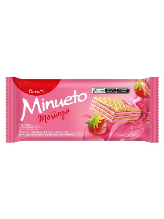 Biscoito Wafer Minueto Morango 81Gr