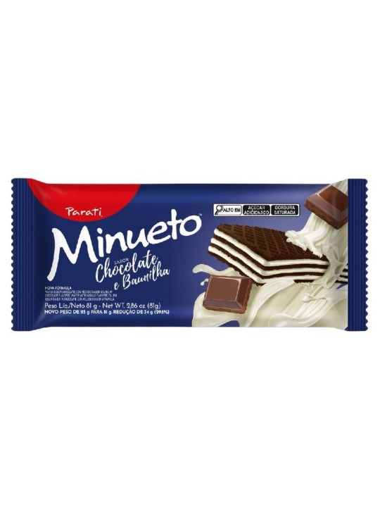 Biscoito Wafer Minueto Choc. Baunilha 81Gr