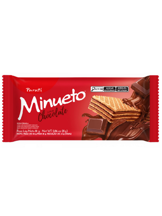 Biscoito Wafer Minueto Chocolate 81Gr Parati - Pacote