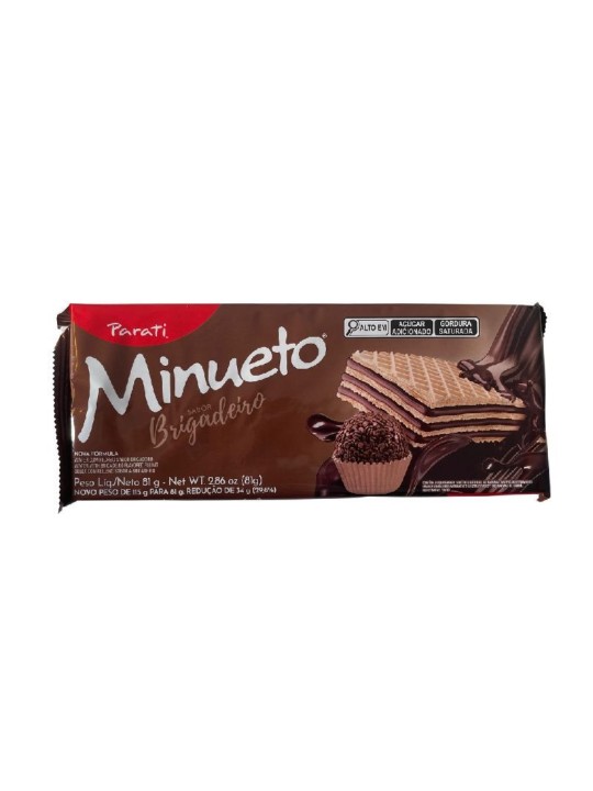 Biscoito Wafer Minueto Brigadeiro 81Gr - Pacote - Parati