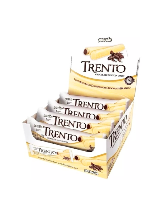 Trento Wafer Rolinho Chocolate Branco 16X29Gr 464Gr -  Peccin