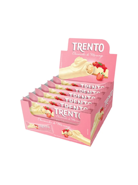 Trento Wafer Cheesecake De Morango 16X29Gr 464Gr Peccin - Display C/16 Un