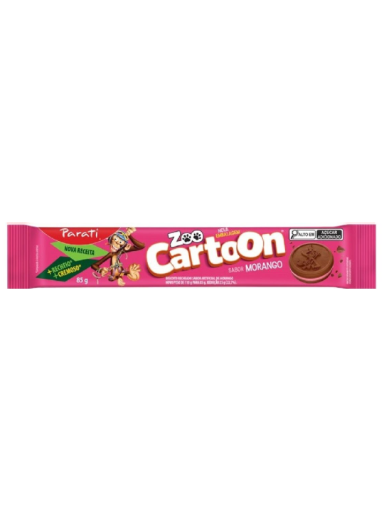 Biscoito Recheado Zoo Cartoon Morango 85Gr - Unidade