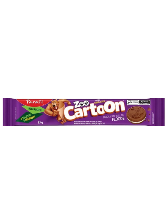 Biscoito Recheado Zoo Cartoon Flocos 85Gr