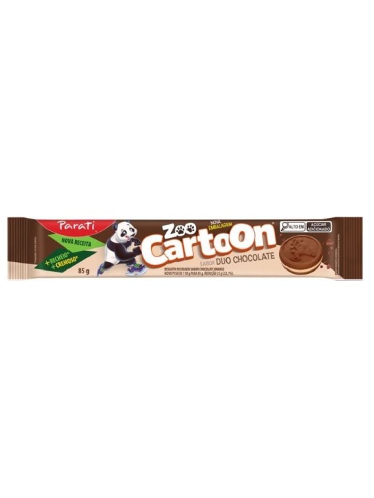 Biscoito Recheado Zoo Cartoon Duo Choc & Choc Branco 85Gr - Pacote