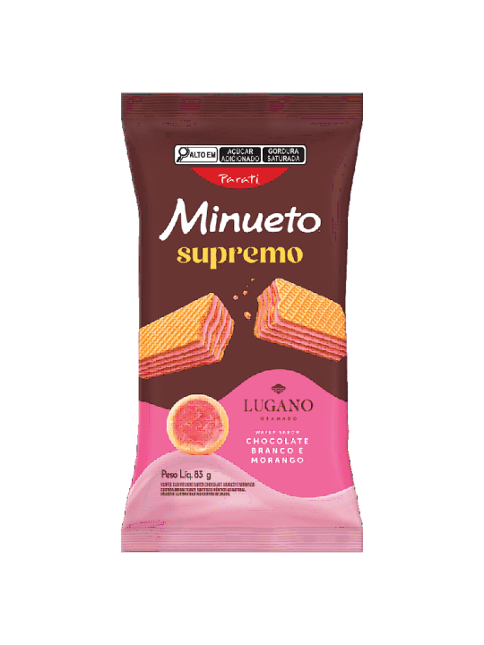 Biscoito Wafer Minueto Supremo Choc. Branco E  Morango 83Gr - Pacote - Parati