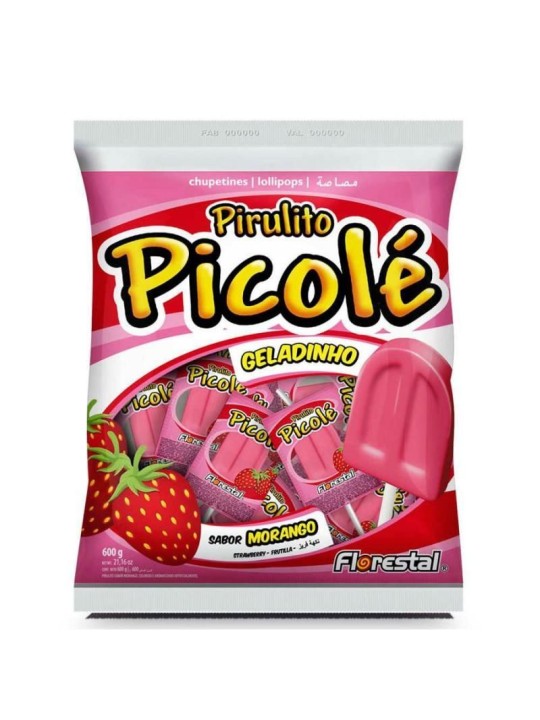 Pirulito Picole Morango 550Gr Florestal - Pacote