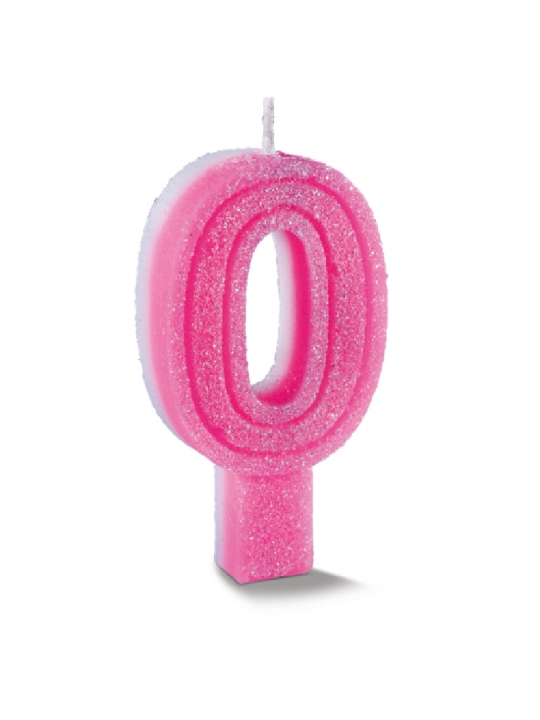 Vela Supernumeros C/Gliter N0 Rosa