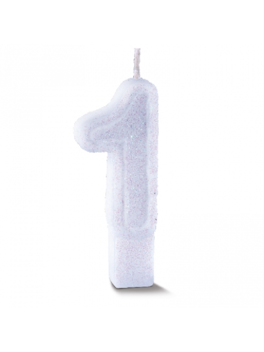 Vela Supernumeros C/Gliter N1 Branca Bompack - Unidade