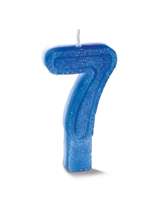 Vela Supernumeros C/Gliter N7 Azul Bompack - Unidade
