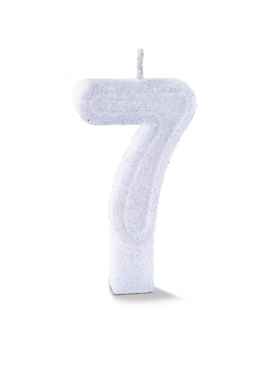 Vela Supernumeros C/Gliter N7 Branca Bompack - Unidade