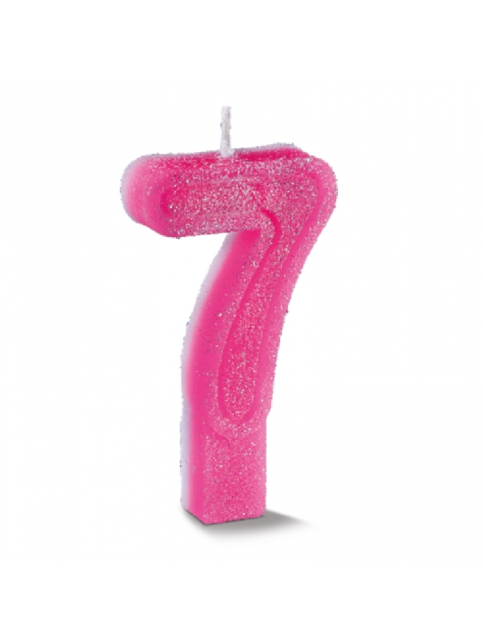 Vela Supernumeros C/Gliter N7 Rosa Bompack - Unidade