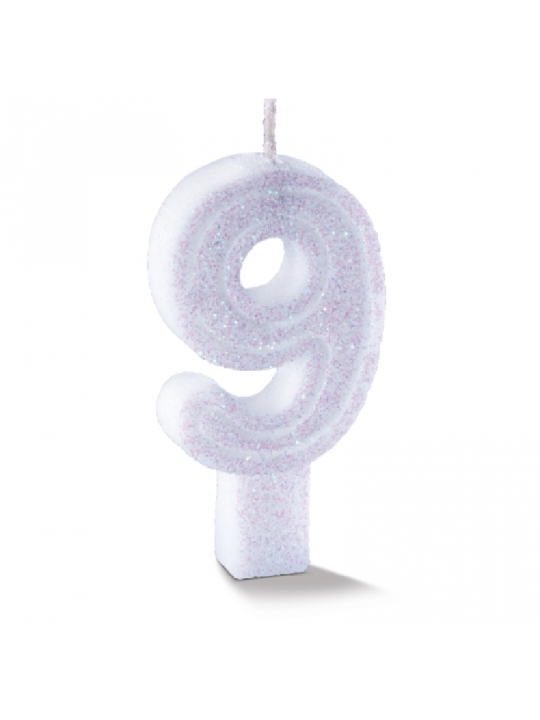 Vela Supernumeros C/Gliter N9 Branca Bompack - Unidade