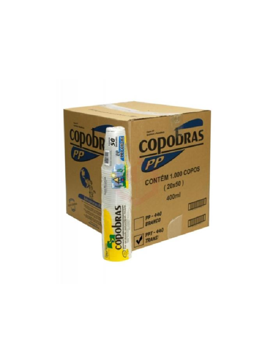 Copo Plastico Transparente 400Ml Pp Copobras - Pacote C/50 Un